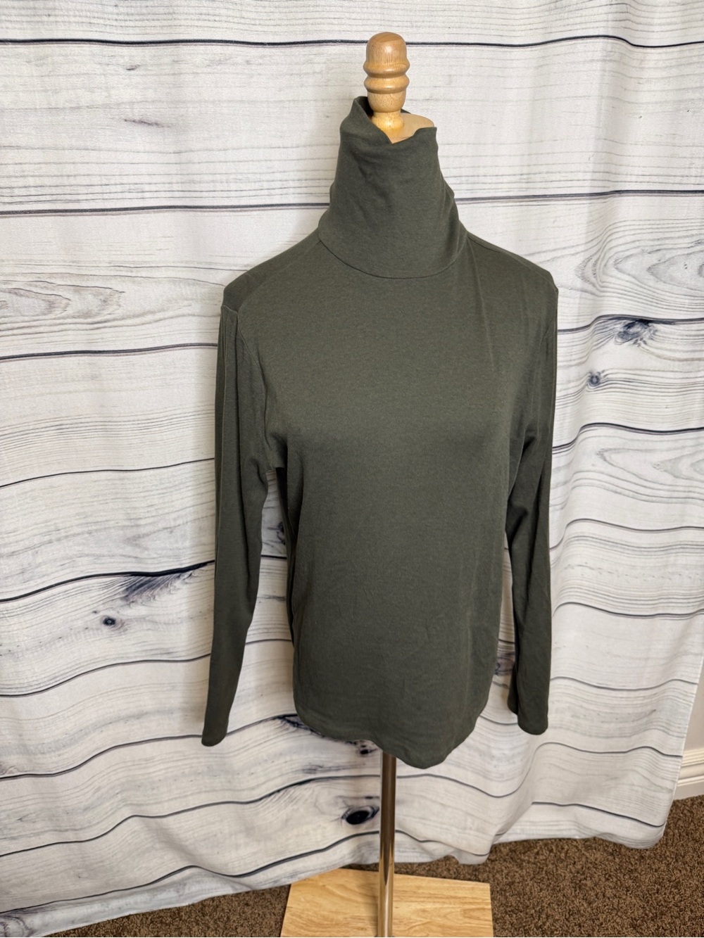 a.n.a Olive Green Turtleneck Long Sleeve Top